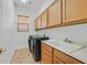 Functional laundry room with modern appliances, ample counter space and storage cabinets at 2410 Sunburst View St, Henderson, NV 89052