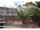View of backyard area with mature trees and rock landscaping at 3440 Crystal Tower St, Las Vegas, NV 89129