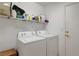 Laundry room features washer, dryer, shelving, and neutral colors at 4802 Regalo Bello St, Las Vegas, NV 89135