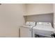 Efficient laundry room with modern appliances and a convenient shelf for storage at 9994 Government Point Way # 101, Las Vegas, NV 89183