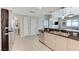 Modern kitchen with stainless steel appliances and a view into the living space at 150 Las Vegas Blvd # 1118, Las Vegas, NV 89101