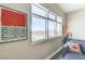 Living area showcases a window providing expansive views of the cityscape and distant mountains at 150 Las Vegas Blvd # 1118, Las Vegas, NV 89101