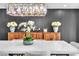 Modern dining room with marble table, chandelier, and stylish decor at 3189 Montecito Dr, Las Vegas, NV 89120