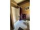 Well-lit bathroom featuring a shower with a large purple decorative curtain at 3805 White Castle St, Las Vegas, NV 89129