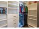 Organized closet featuring shelves, drawers, and hanging rods at 4070 N Tee Pee Ln, Las Vegas, NV 89129