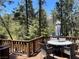 Spacious deck surrounded by lush greenery, perfect for outdoor dining and relaxation with forest views at 4125 Tyrol Way, Las Vegas, NV 89124