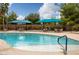 Inviting pool area with comfortable lounge chairs, shady umbrellas, and a sparkling pool for relaxing poolside at 4410 S Gressa St, Pahrump, NV 89061