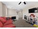 Upstairs bonus room featuring reading nook and shelving with decor at 6857 Stone Tower Ct, Las Vegas, NV 89149