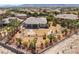Backyard featuring tropical palm trees and decorative rock, hardscape design at 8536 Grand Palms Cir, Las Vegas, NV 89131