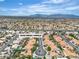 Expansive aerial view showcasing the community and neighborhood near mountain ranges at 3109 Siena Cir, Las Vegas, NV 89128