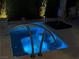 Close up of a relaxing hot tub with blue lighting, creating a peaceful ambiance for evening relaxation at 4208 Agosta Luna Pl, Las Vegas, NV 89135