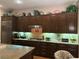 Gourmet kitchen featuring dark wood cabinets, a gas range, and stainless steel appliances at 4208 Agosta Luna Pl, Las Vegas, NV 89135