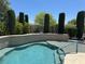 Stunning backyard pool with beautiful mosaic tile accents and manicured landscaping at 4208 Agosta Luna Pl, Las Vegas, NV 89135