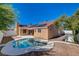 Aerial view showcasing a sparkling pool and well-maintained landscaping in the backyard at 7805 Leavorite Dr, Las Vegas, NV 89128