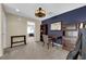 Upstairs hallway with dark blue accent wall and decor at 9082 Amanda Creek Ct, Las Vegas, NV 89149