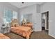 A carpeted bedroom features twin bed, mirrored closet, and neutral walls that make the room open and airy at 9362 Wilderness Glen Ave, Las Vegas, NV 89178