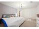 Bedroom with modern chandelier, natural light, and ample space at 10948 Carberry Hill St, Las Vegas, NV 89141