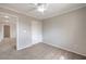 Bedroom with ceiling fan, closet and access to the hallway at 11177 Deluna St, Las Vegas, NV 89141