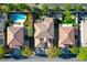 Bird's-eye view of home, highlighting the pool and backyard spaces between neighbors at 11340 Espadrille Ct, Las Vegas, NV 89138
