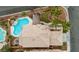 Aerial view of the backyard showing the roof and outdoor living and recreational areas at 1200 Dream Bridge Dr, Las Vegas, NV 89144
