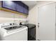 Laundry room featuring a washing machine, dryer, and blue cabinets for storage at 1200 Dream Bridge Dr, Las Vegas, NV 89144