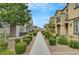 Inviting neighborhood street with well-maintained landscaping and charming townhome exteriors under a bright blue sky at 1200 Paradise Basin Ct, Henderson, NV 89002