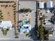 Aerial view of property showcasing the pool, landscaping, and surrounding area at 1251 Cavalry St, Pahrump, NV 89048