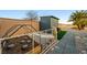 Large backyard featuring a garden, storage shed and mature landscaping at 1251 Cavalry St, Pahrump, NV 89048