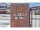 Brick monument sign at the entrance of Auburn Ridge gated community at 1323 Cerulean Ave, Henderson, NV 89002