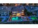 An aerial view of backyard featuring a sparkling pool with lounge area at 1972 Alcova Ridge Dr, Las Vegas, NV 89135