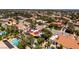 Scenic aerial view of the property, surrounding neighborhood, and city skyline at 2101 Diamond Bar Dr, Las Vegas, NV 89117