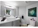 Modern bathroom with a vessel sink, sleek vanity, contemporary fixtures, and stylish decor at 5125 Turnberry Ln, Las Vegas, NV 89113