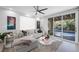 Comfortable living area featuring a sofa, sliding glass doors to the patio, and ample natural light at 5125 Turnberry Ln, Las Vegas, NV 89113