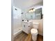 Stylish bathroom with modern vanity, updated fixtures, and sleek walk-in shower at 6261 Rassler Ave, Las Vegas, NV 89107