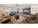 Expansive living room featuring wood floors, fireplace, and comfortable seating in an open and inviting space at 6999 Stone Meadows Ave, Las Vegas, NV 89142