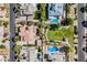 An aerial shot captures a well-planned community with neatly arranged homes and green spaces at 7947 Lookout Rock Cir, Las Vegas, NV 89129