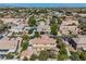Aerial shot of a neighborhood with private pools, lush landscaping, and well-maintained homes at 7947 Lookout Rock Cir, Las Vegas, NV 89129