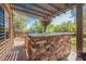 Charming outdoor kitchen with stone accents perfect for entertaining guests at 7947 Lookout Rock Cir, Las Vegas, NV 89129