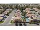An aerial view of a neighborhood with many houses and lush green landscaping at 8714 Las Posas Ave, Las Vegas, NV 89147