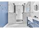 Bathroom features a glass enclosed shower and double sinks at 1088 Casady Hollow Ave, Henderson, NV 89012