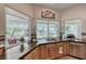 Kitchen sink with view of the backyard and covered patio at 1432 Castle Crest Dr, Las Vegas, NV 89117
