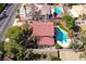 Aerial view of a home with a private pool and manicured backyard, perfect for relaxation at 3396 Montessouri St, Las Vegas, NV 89117