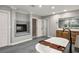 Elegant bathroom with a soaking tub and stylish brick fireplace at 3531 W Arby Ave, Las Vegas, NV 89118
