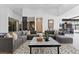 Expansive living room with modern decor, comfortable seating, and seamless flow to the kitchen and outdoor areas at 38 Skybird Ct, Las Vegas, NV 89135