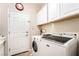 Functional laundry room with modern washer and dryer, plus extra storage at 4015 Galiceno Dr, Las Vegas, NV 89122