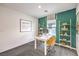 Modern home office with a white desk, shelving, and elegant decor at 505 Red Lovebird Ave # Lot 1229, Henderson, NV 89011