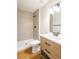 Updated bathroom featuring modern vanity, new fixtures, and a walk-in shower at 1878 Corvette St, Las Vegas, NV 89142