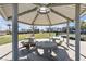 Covered community picnic area featuring stone tables with bench seating and lush green space at 2846 Cerulean Stars Ln # 1, Las Vegas, NV 89183