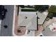 Aerial view showcases roof, chimney, nearby street, and landscaped yard at 5079 Reno Ct, Las Vegas, NV 89119