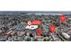 Aerial view featuring the house, nearby businesses, and Jack Dailey Elementary at 5079 Reno Ct, Las Vegas, NV 89119